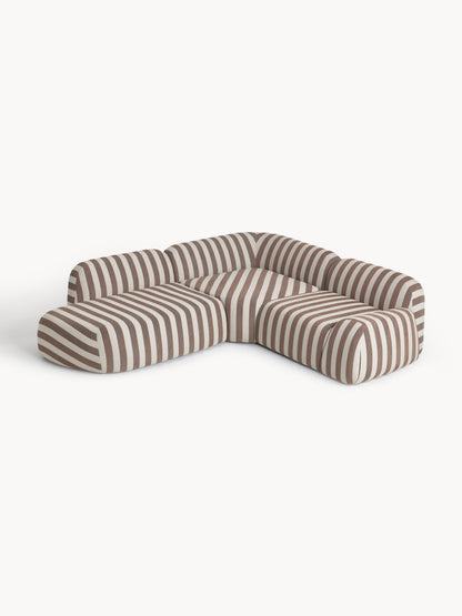 Wolena Modular Striped Corner Sofa (4-Seater) with Chaise Longue