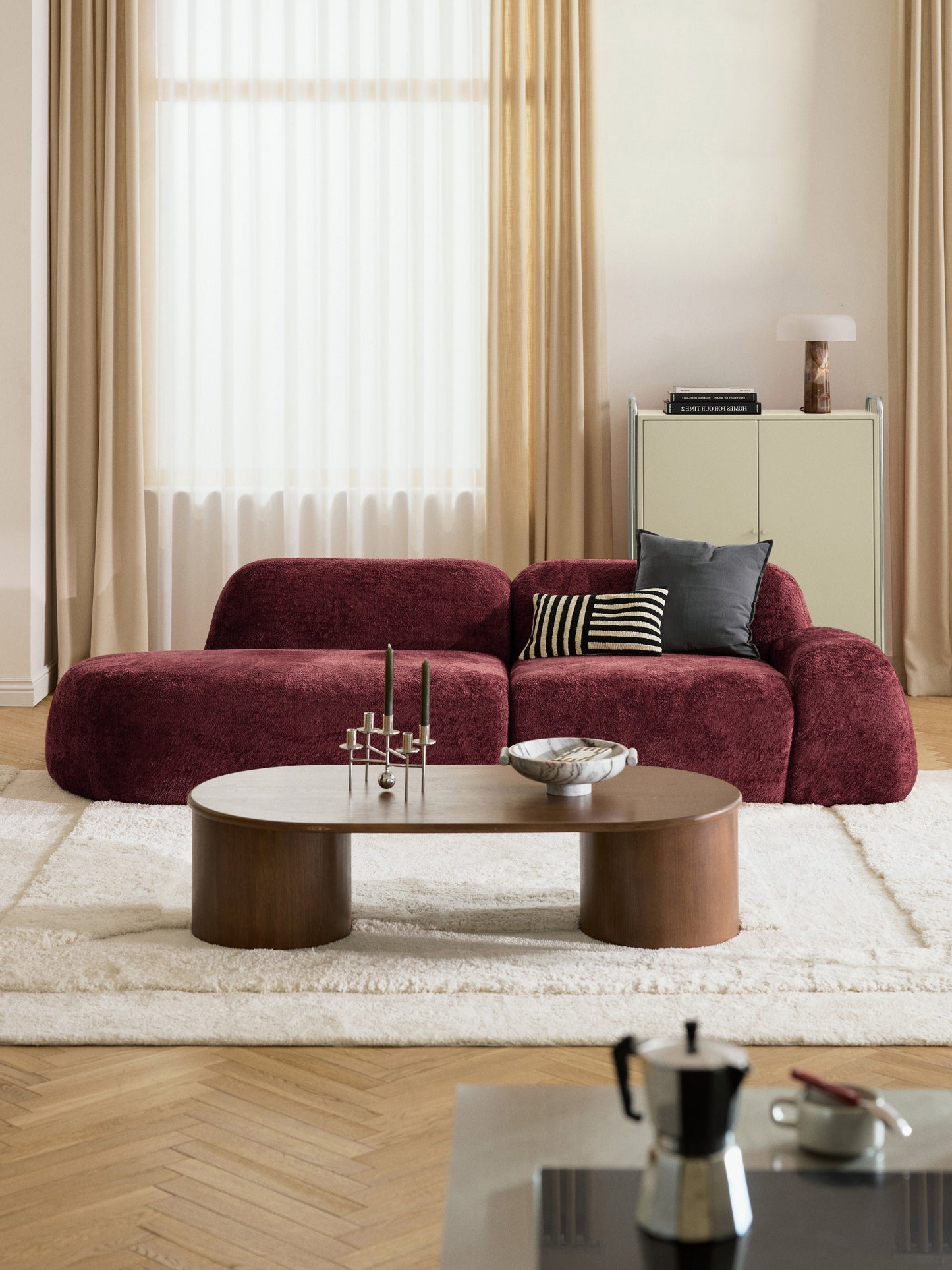 Wolena Modular Teddy Bouclé Chaise (3-Seater)