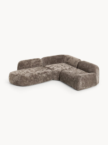 Wolena Modular Teddy Bouclé Corner Sofa with Chaise Longue (4-Seater)