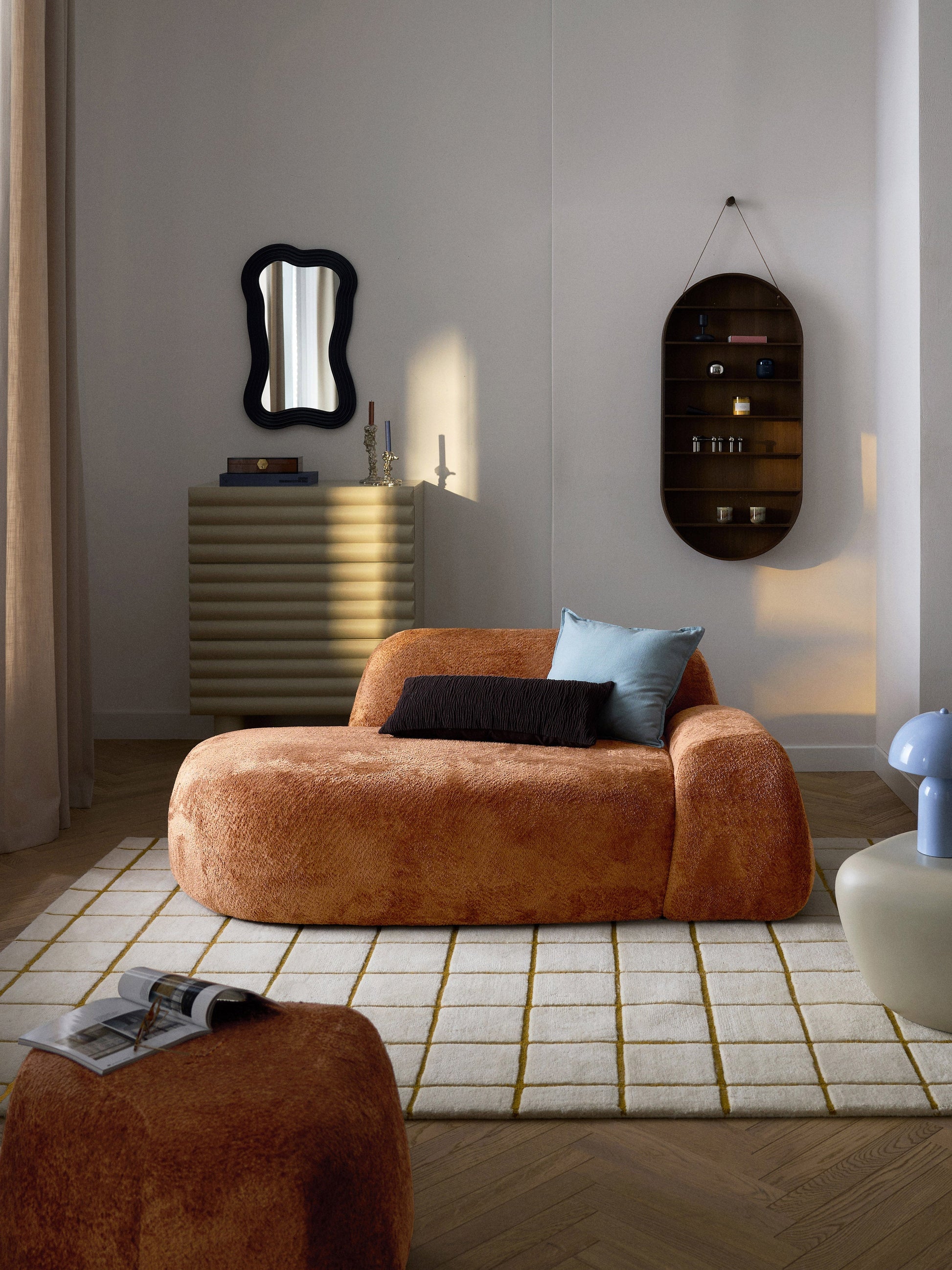 Wolena Teddy Bouclé Sofa (2-Seater) with Chaise Longue