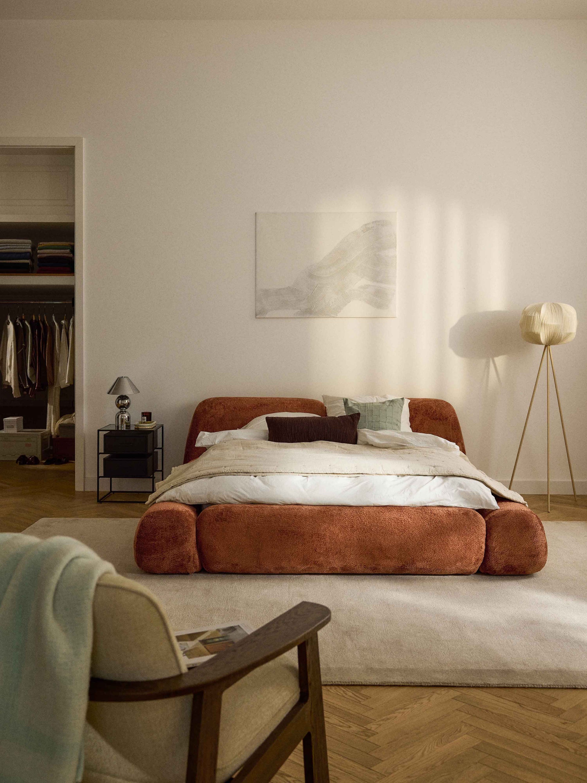 Wolena Upholstered Bed in Teddy Bouclé