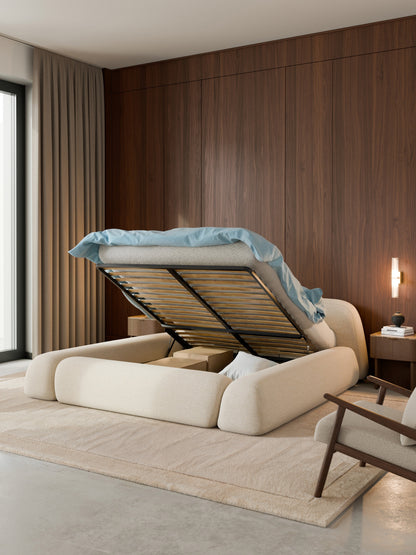 Wolena Upholstered Bouclé Bed with Storage