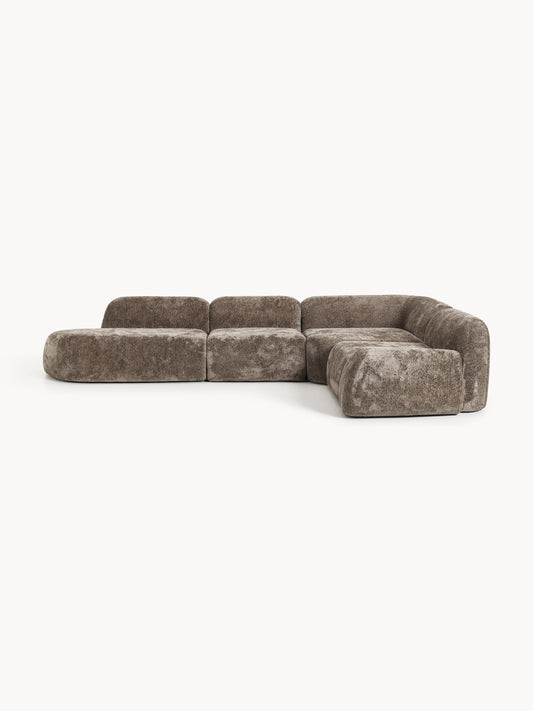 Wolena XL Modular Teddy Bouclé Corner Sofa with Chaise Longue