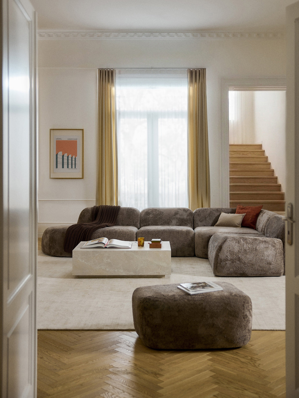 Wolena XL Modular Teddy Bouclé Corner Sofa with Chaise Longue