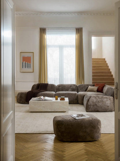 Wolena XL Modular Teddy Bouclé Corner Sofa with Chaise Longue