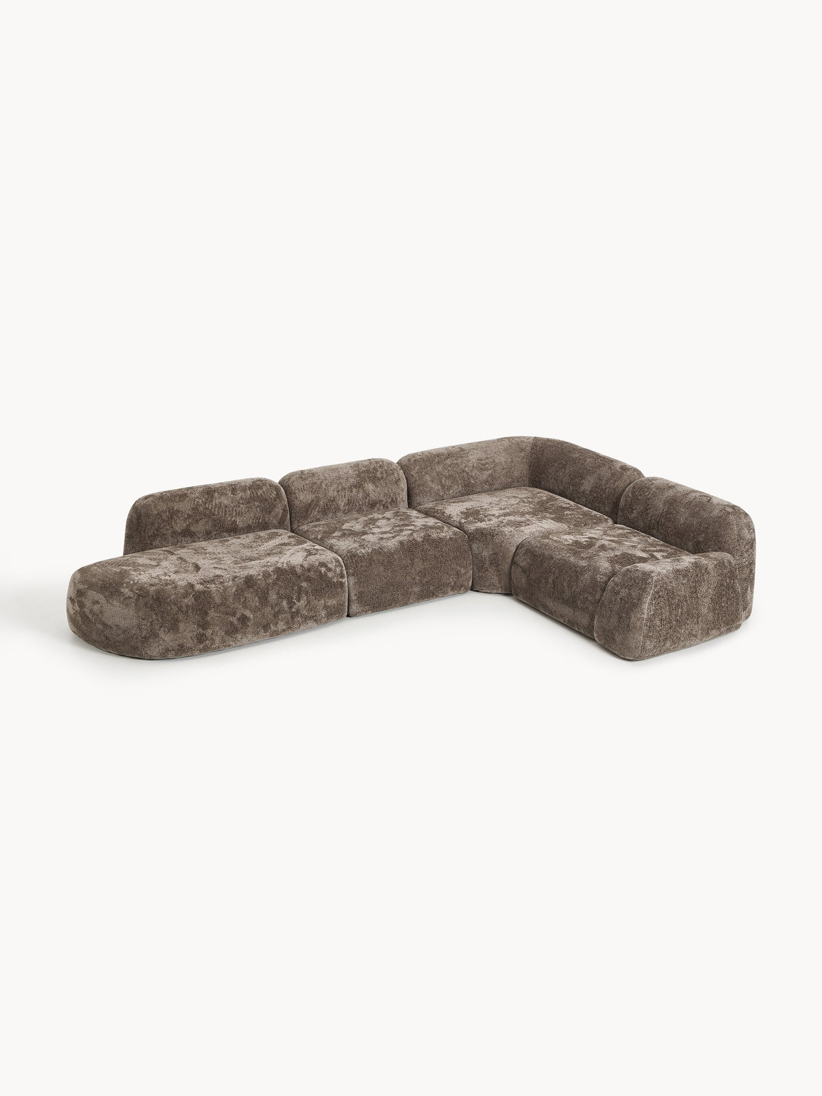 Wolena XL Modular Teddy Bouclé Corner Sofa with Chaise Longue