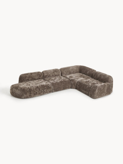 Wolena XL Modular Teddy Bouclé Corner Sofa with Chaise Longue